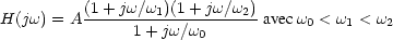 H(jomega)=A(1+jomega/omega1)(1+jomega/omega2)/(1+jomega/omega0)