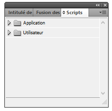 Fenêtre modale présentant la liste des scripts contenus dans deux répertoires: Application et Utilisateur