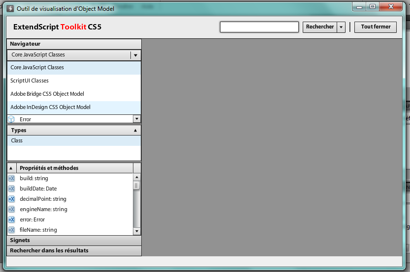 déroulé d'un menu déroulant montrant l'option Adobe InDesign CS5 Object Model